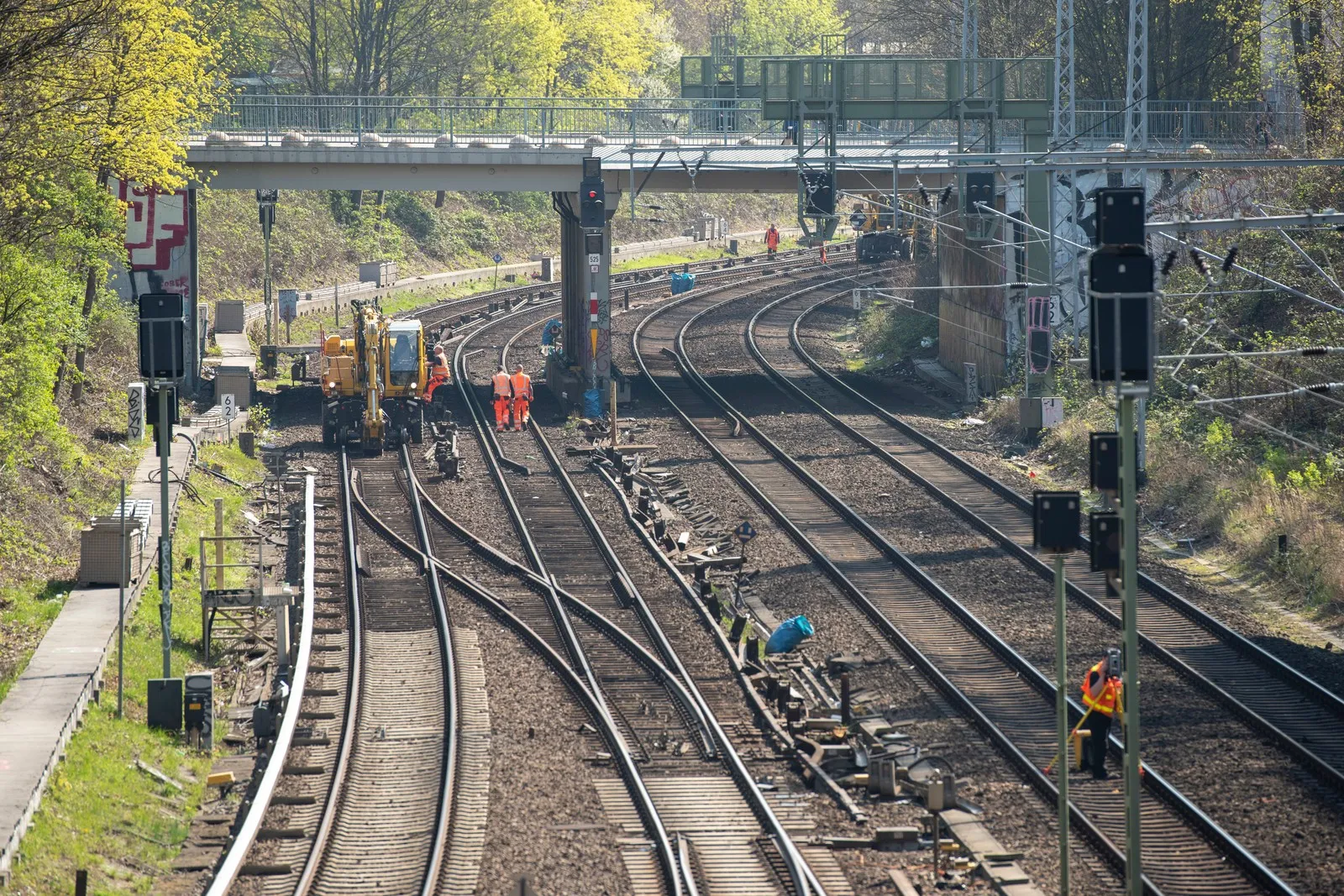 Gleisbauarbeiten an der Berliner Ringbahn zwischen den Bahnhöfen Greifswalder Strasse und Schönhauser Allee