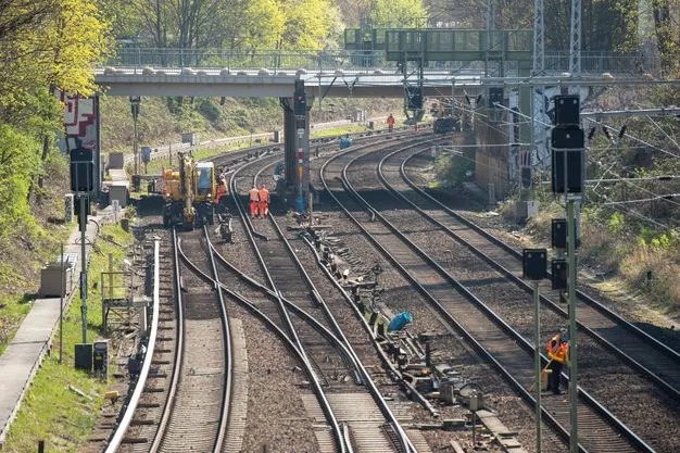 Gleisbauarbeiten an der Berliner Ringbahn zwischen den Bahnhöfen Greifswalder Strasse und Schönhauser Allee