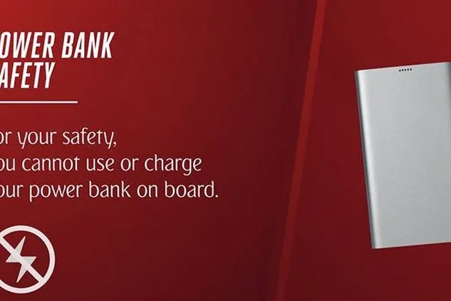 Verbotshinweis von Emirates betreffend die Nutzung von Powerbanks. Foto: Emirates