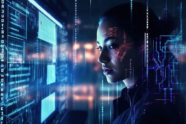 Eine Geschäftsfrau arbeitet mit Künstlicher Intelligenz.