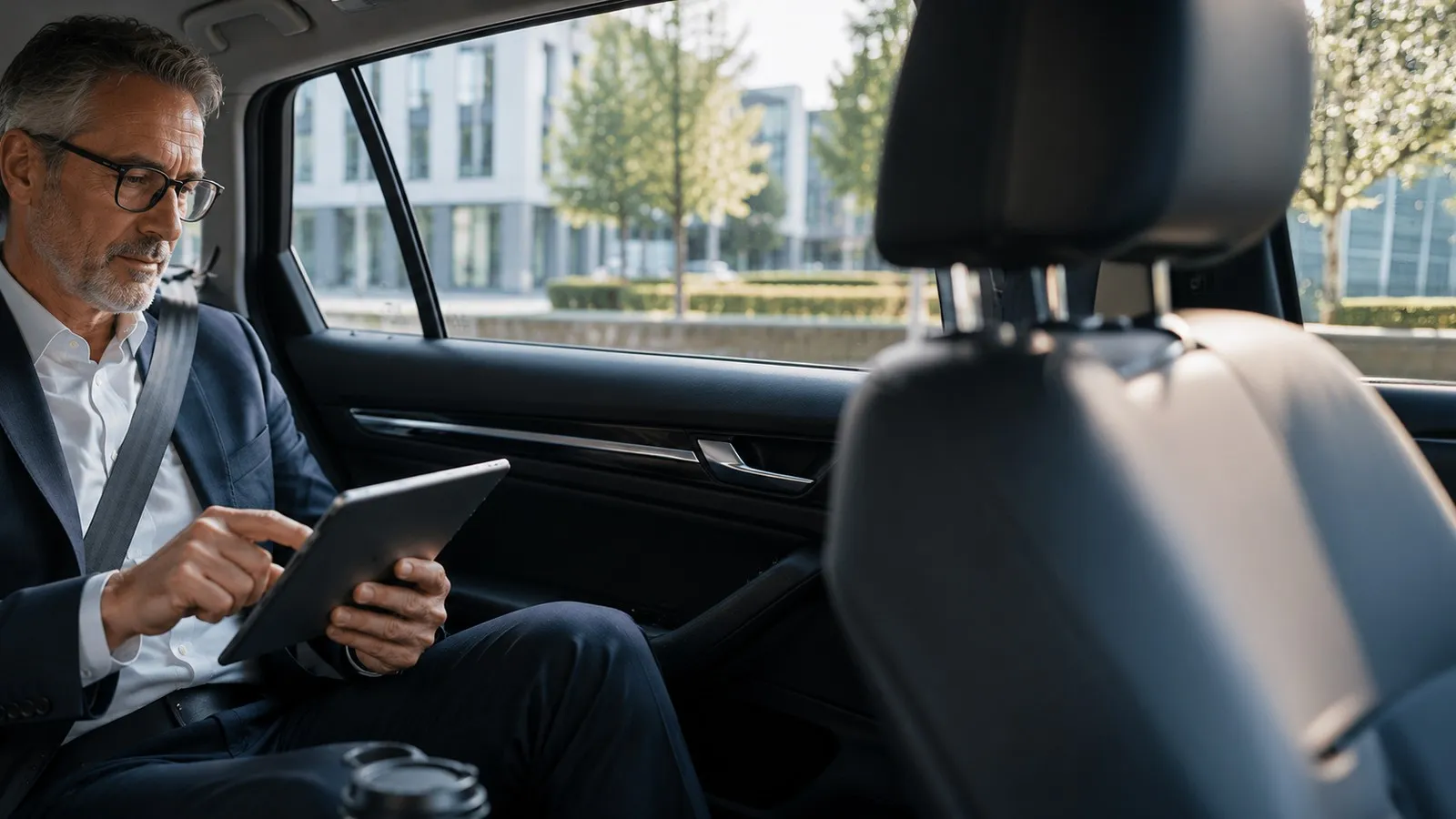 Geschäftsmann sitzt im Auto