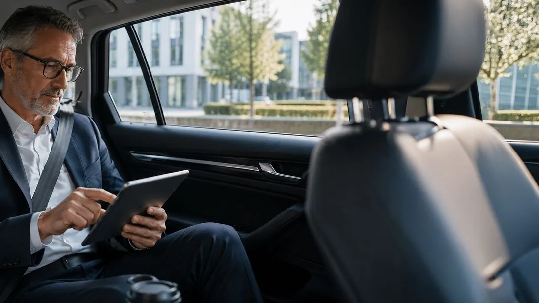 Geschäftsmann sitzt im Auto